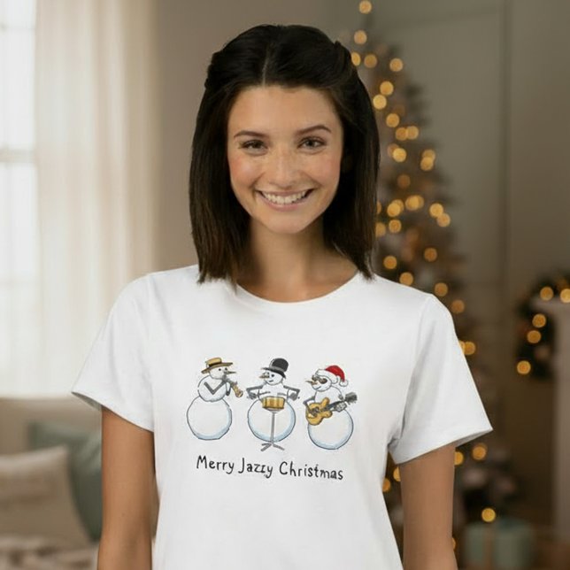 T-shirt Joyeux Jazzy Noël Drôle Snowmen Jazz Femmes (Créateur téléchargé)