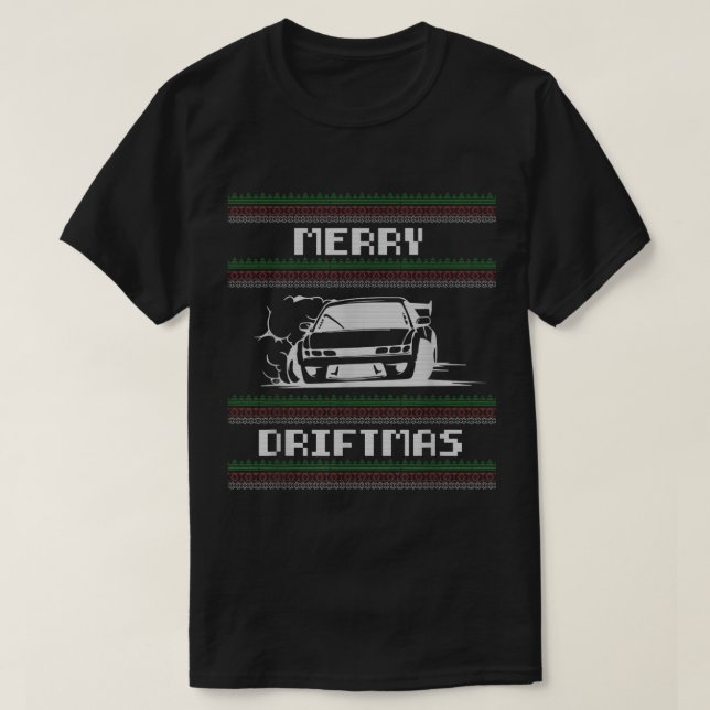 T-shirt Joyeux jeu de chandail Noël Joyeux Driftmas voitur (Design devant)