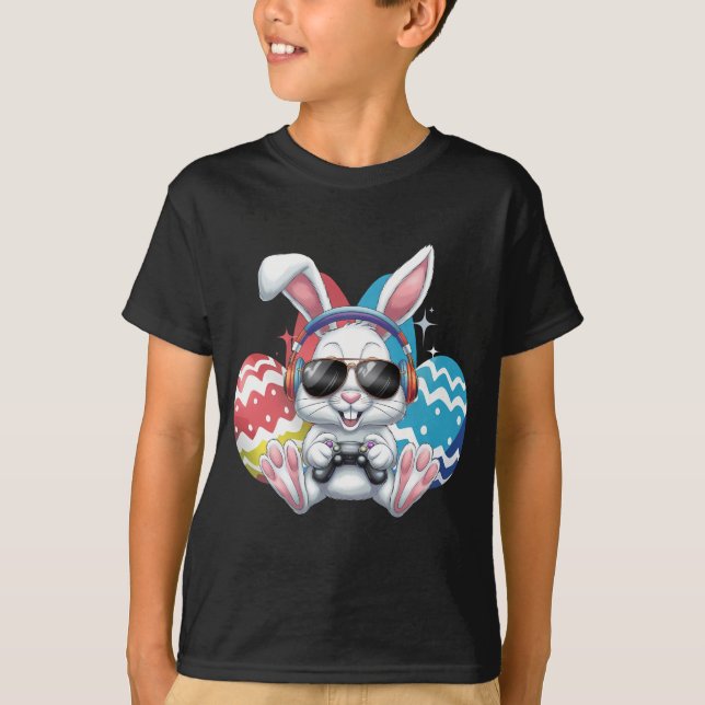 T-shirt Joyeux Jeux de Joueur de lapin de Pâques (Devant)