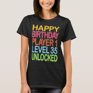 T-shirt Joyeux Joueur d'Anniversaire 1 Niveau 35 Déverroui