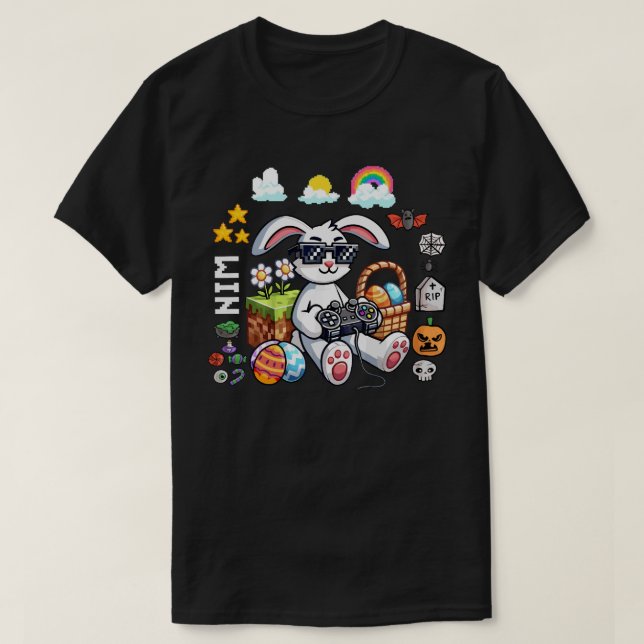 T-shirt Joyeux Joueur d'Oeufs de Lapin de Pâques Jeu d'Hal (Design devant)