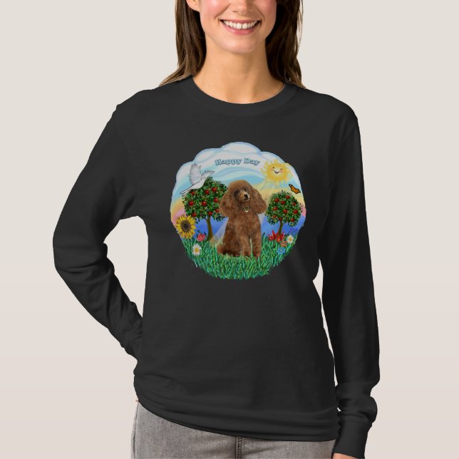 T-shirt Joyeux Jour avec un abricot de caniche à jouets (Devant)