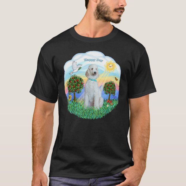 T-shirt Joyeux Jour Avec Une Crème De Poodle Standard (Devant)