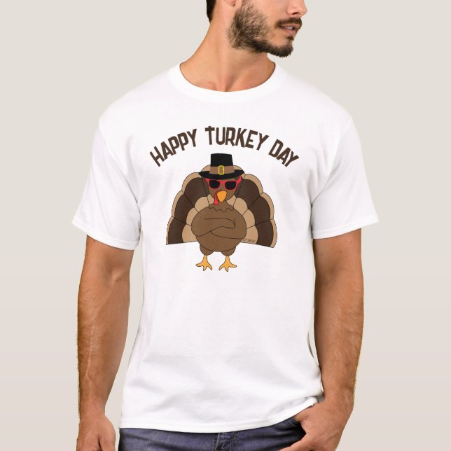 T-shirt Joyeux jour de dinde Thanksgiving texte personnali (Devant)