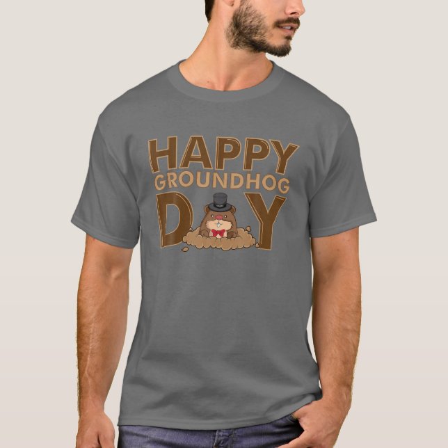 T-shirt Joyeux Jour De La Marmotte 2E Février Fête Cadeau (Devant)