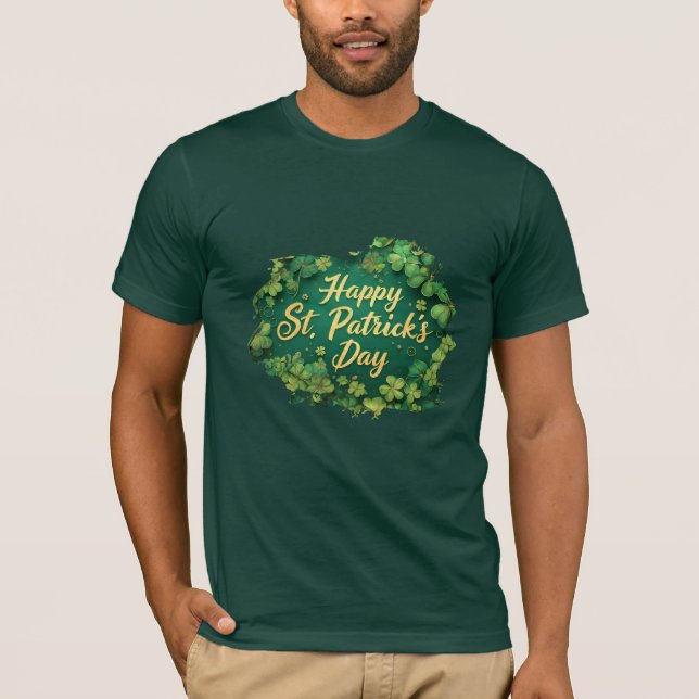 T-shirt Joyeux jour de la Saint-Patrick, motif de trèfle (Devant)