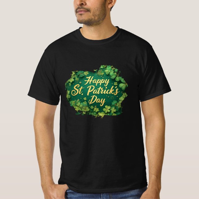 T-shirt Joyeux jour de la Saint-Patrick, motif de trèfle (Devant)