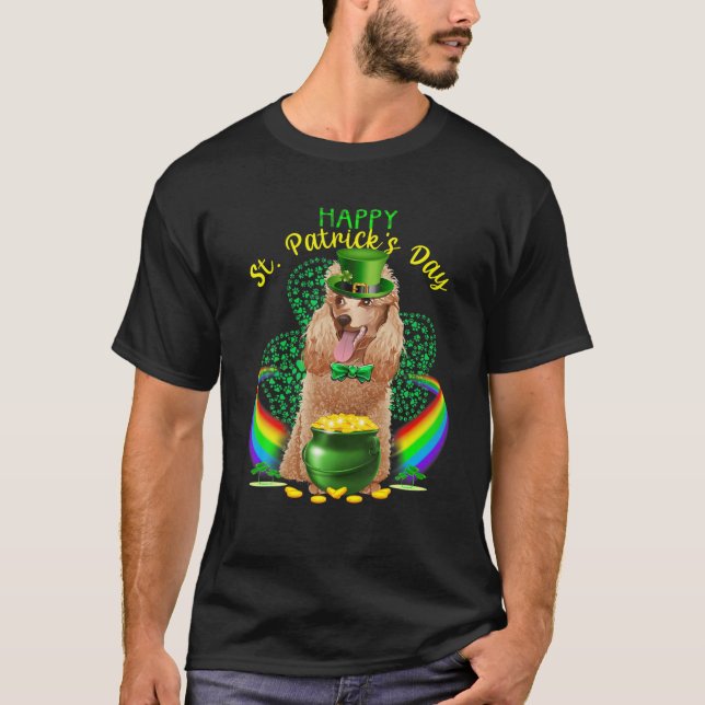 T-shirt Joyeux Jour de la Saint Patrick Poodle Leprechaun  (Devant)