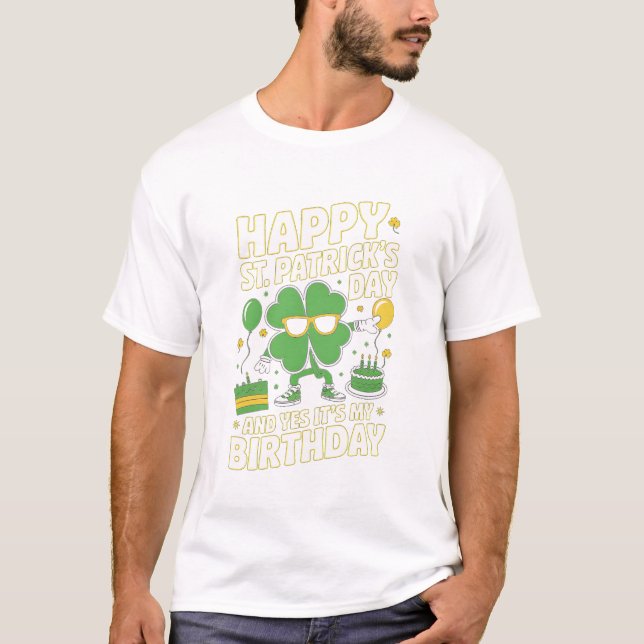 T-shirt Joyeux Jour de la Saint Patrick Shamrock d'anniver (Devant)