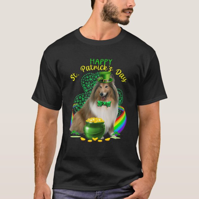 T-shirt Joyeux Jour de la Saint Patrick Shetland Chien Lep (Devant)