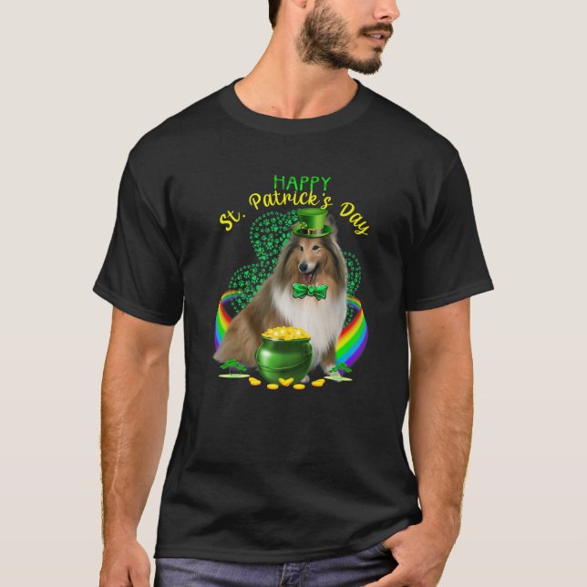 T-shirt Joyeux Jour de la Saint Patrick Shetland Chien Lep (Devant)