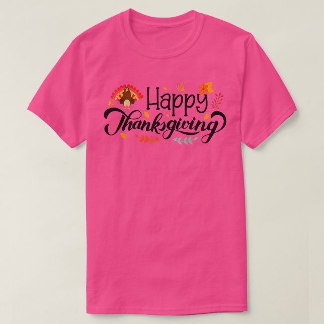 T-shirt Joyeux Jour de la Turquie Automne Feuilles Thanksg (Design devant)