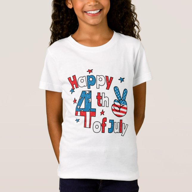 T-Shirt Joyeux Jour de l'Indépendance 4 juillet (Devant)