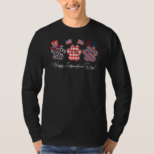T-shirt Joyeux Jour de l'Indépendance Chien Chat Paw Améri