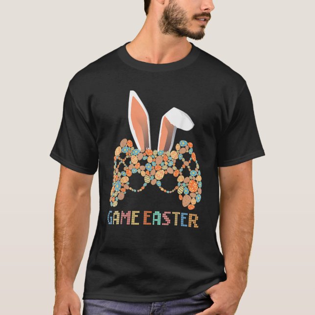 T-shirt Joyeux Jour de Pâques contrôleur de jeu vidéo Bunn (Devant)