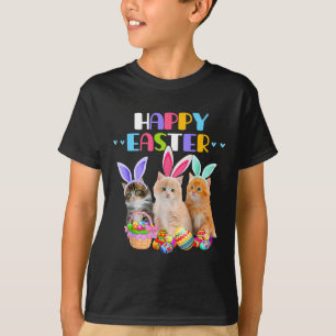T-shirt Joyeux jour de Pâques Lapin Chat Œufs Panier Homme