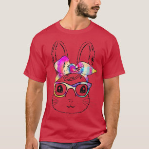 T-shirt Joyeux jour de Pâques lapin mignon lapin face Tie 