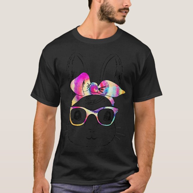 T-shirt Joyeux jour de Pâques lapin mignon lapin face Tie  (Devant)