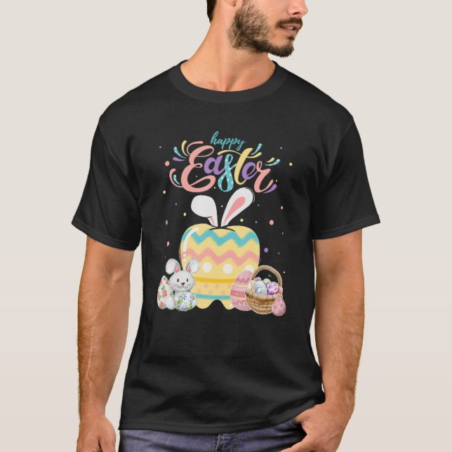 T-shirt Joyeux jour de Pâques Mignonne lapin Dents Vie den (Devant)