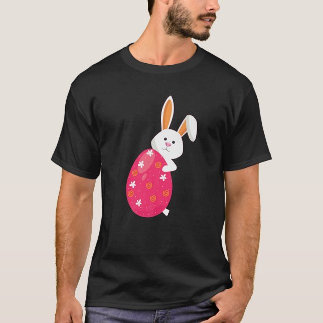 T-shirt Joyeux Jour De Pâques Mignonne Lapin Et Oeufs Pour (Devant)