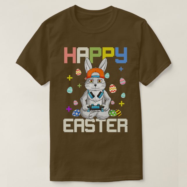 T-shirt Joyeux Jour de Pâques Oeuf Lapin Drôle Garçons Fil (Design devant)