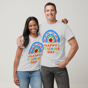 T-shirt Joyeux Jour des Enseignants Arc en Ciel & Pomme Un