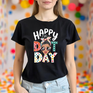 T-shirt Joyeux Jour des points Pois amusant Messy Bun