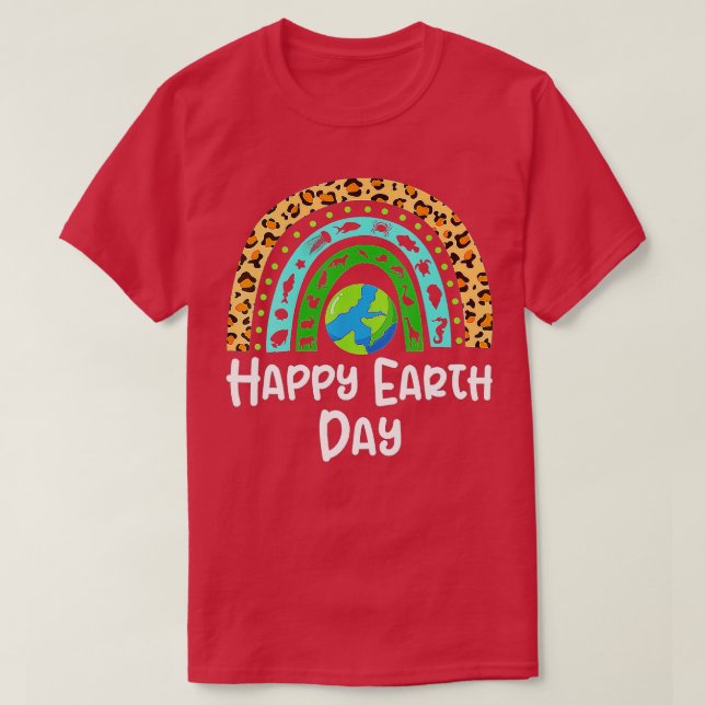 T-shirt Joyeux Jour des terres arc-en-ciel mignon Earth Lo (Design devant)