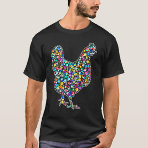 T-shirt Joyeux jour pointillé arc-en-ciel poulet pois sept