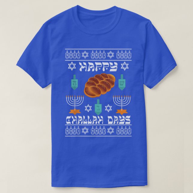 T-shirt Joyeux Jours de Challah Jour Juif Ugly Hanoukka Sw (Design devant)