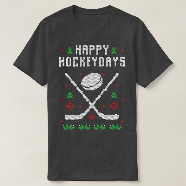 T-shirt Joyeux Jours de hockey Drôle laide pull Noël (Design devant)