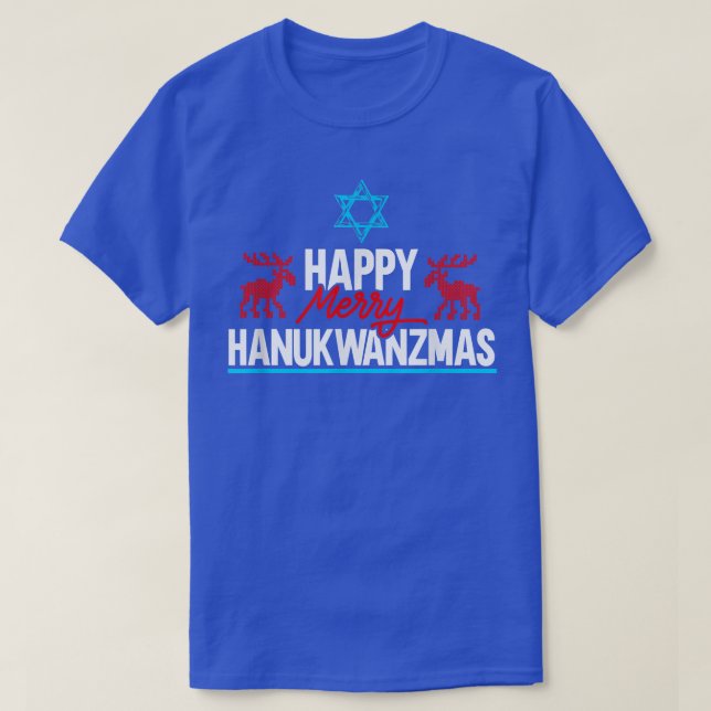 T-shirt Joyeux Joyeux Hanukwanzmas Juif Chanukah Dreidel H (Design devant)