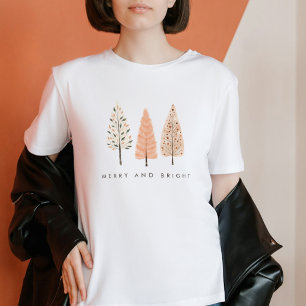 T-shirt Joyeux Joyeux Minimaliste Moderne Et Arbre De Noël