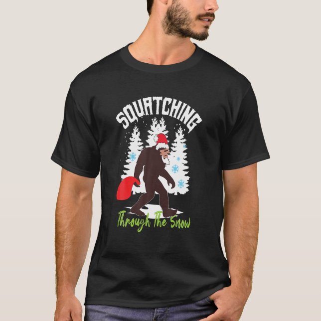 T-shirt Joyeux Joyeux Sasquatch De Neige (Devant)