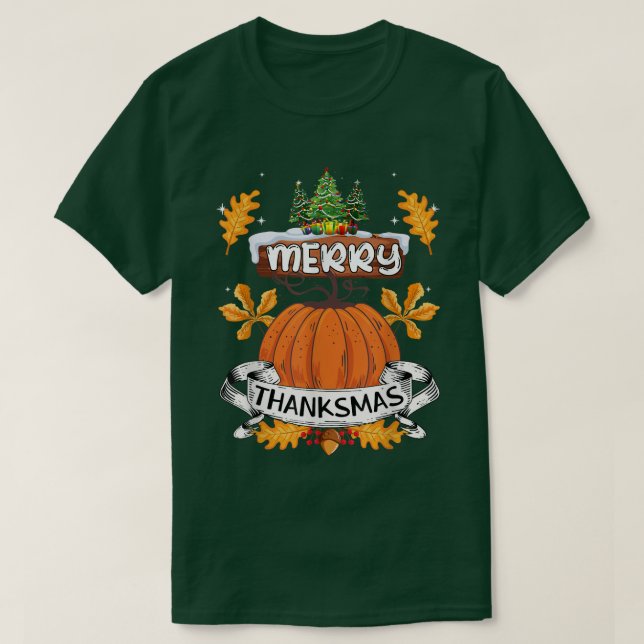 T-shirt Joyeux Joyeux Thanksmas Mignonne Thanksgiving Noël (Design devant)