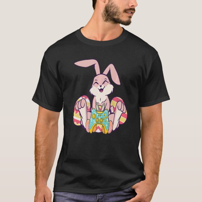 T-shirt Joyeux Joystick de Pâques Bunny Ear amusant Jeu en (Devant)