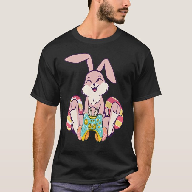 T-shirt Joyeux Joystick de Pâques Bunny Jeu d'oreille Garç (Devant)
