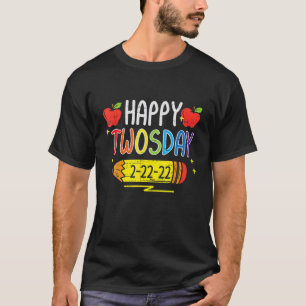 T-shirt Joyeux Jumeau 2-22-22 Pencil Apple Twos Day 2022 2