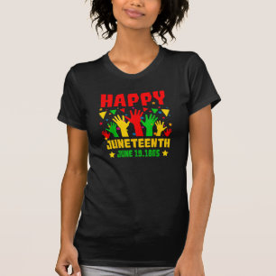 T-shirt Joyeux Junetdix Black Red Green Mains Jaunes