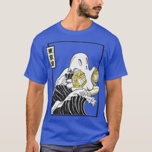 T-shirt Joyeux Kawaii Ghost Banana Milk Surfing Japon Kana