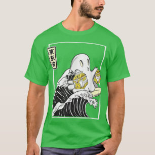 T-shirt Joyeux Kawaii Ghost Banana Milk Surfing Japon Kana