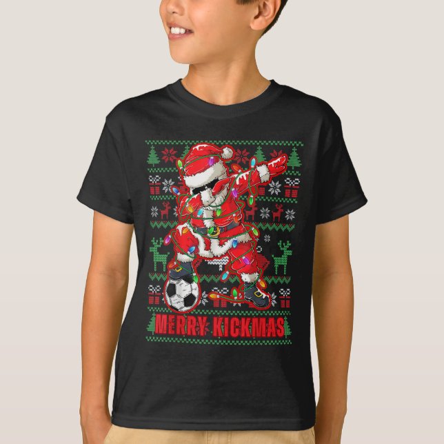T-shirt Joyeux Kickmas Noël Soccer Ball Laid Jeune Swe (Devant)