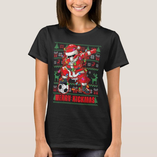 T-shirt Joyeux Kickmas Noël Soccer Ball Laid Jeune Swe (Devant)