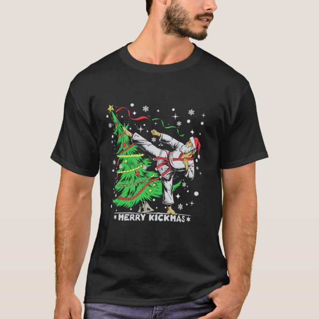 T-shirt Joyeux Kickmas Xmas Père Noël Taekwondo Arbre de N (Devant)