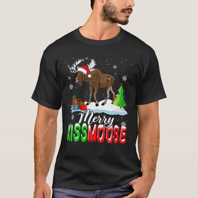 T-shirt Joyeux Kissmoose Joyeux Xmas Kiss Moose Père Noël  (Devant)