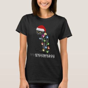 T-shirt Joyeux Kissmyass Fun Chat Feux Noël 1