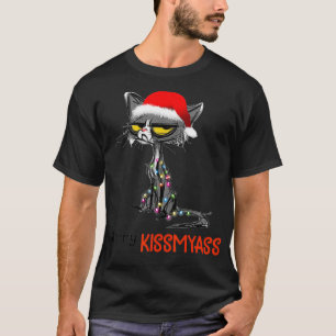 T-shirt Joyeux Kissmyass Funky Christmas Black Cat