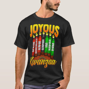 T-shirt Joyeux Kwanzaa Kinara bougies Ombre 7 Principes 