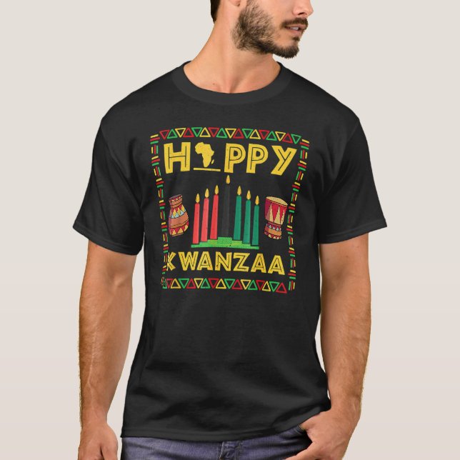 T-shirt Joyeux Kwanzaa Kinara bougies Principes Am africai (Devant)