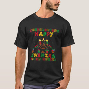 T-shirt Joyeux Kwanzaa Kinara bougies Principes Am africai